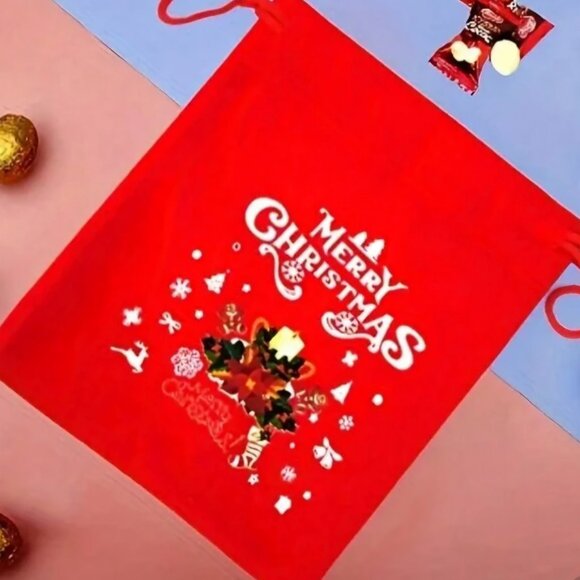 4 Random Christmas Red Velvet Gift Bags Drawstring Holiday Candy Bag Jewelry - Picture 4 of 9
